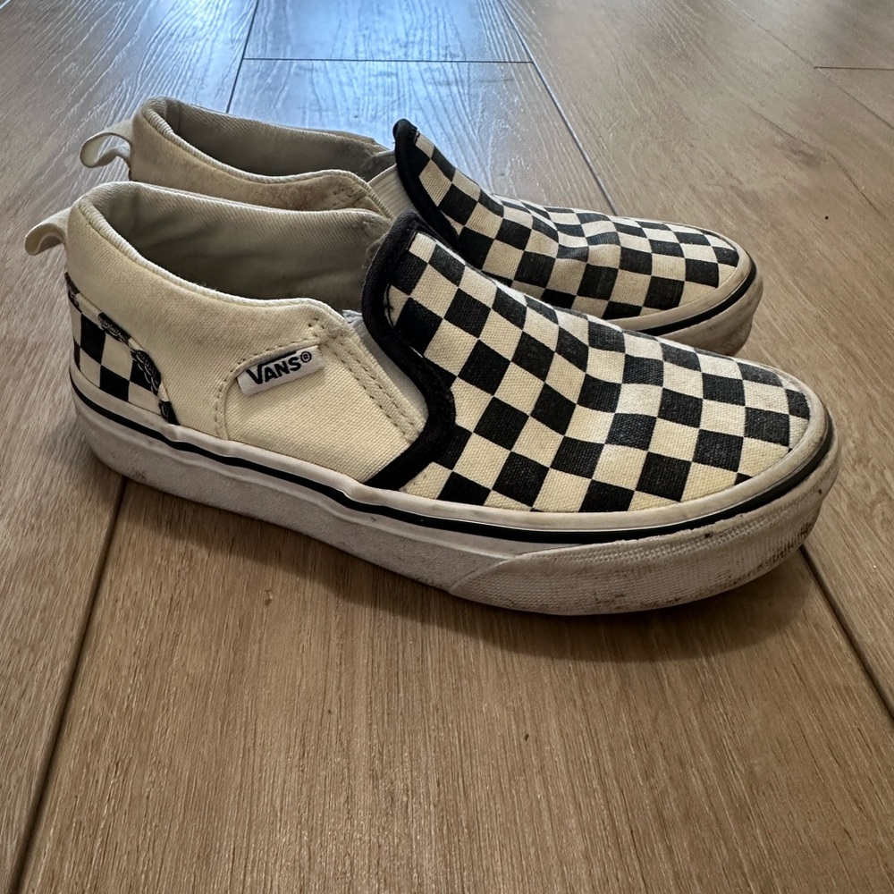 Vans Youth size 12 black and white checkerboard slip on. GUC